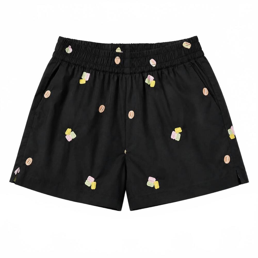 NEW EN SAISON women's juniper embroidered boxer short in black